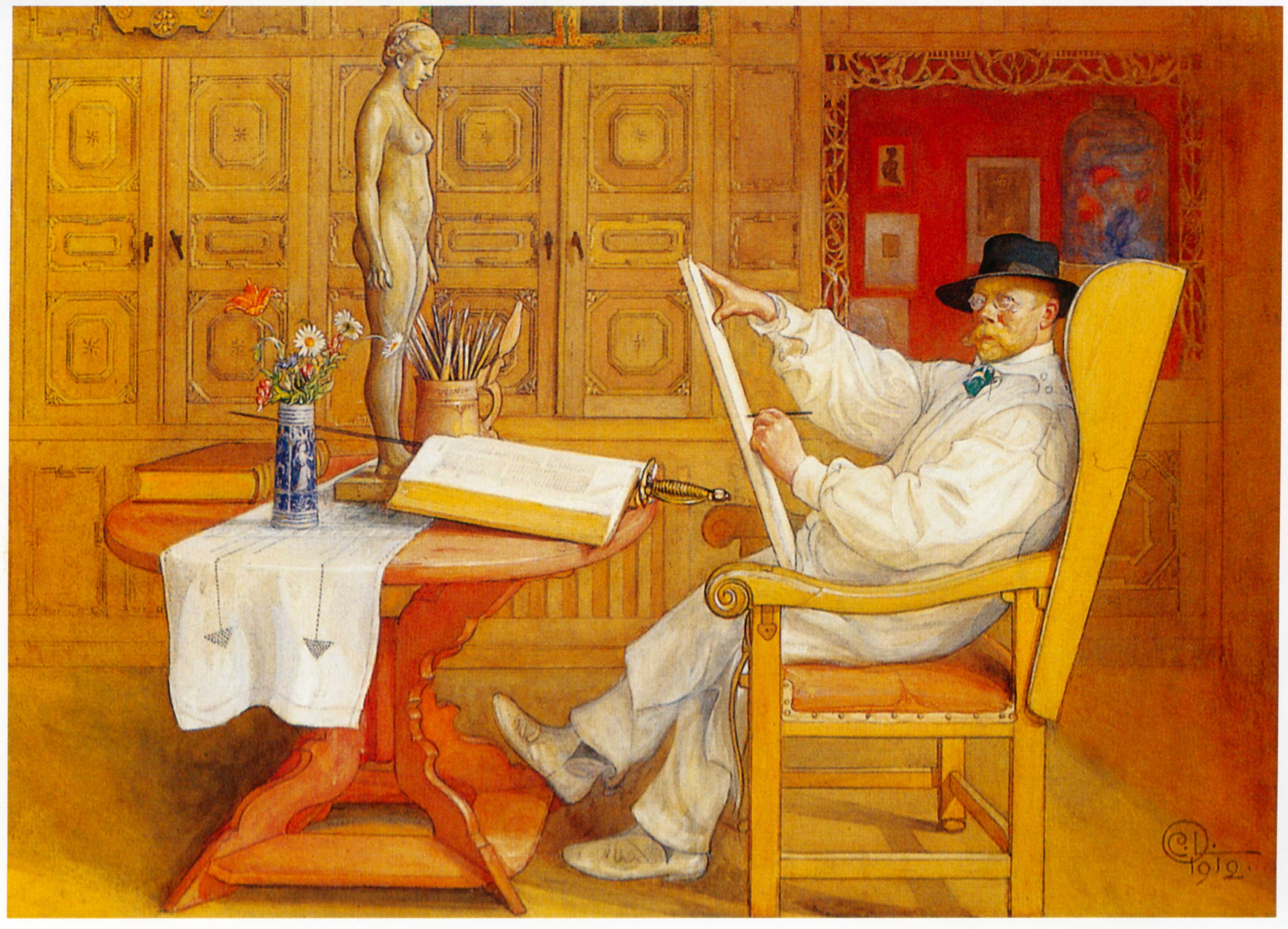 Självporträtt på Carl Larsson.