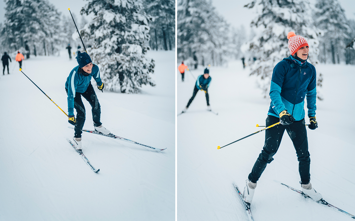 Jenny och Susanna Kallur åker längdskidor.