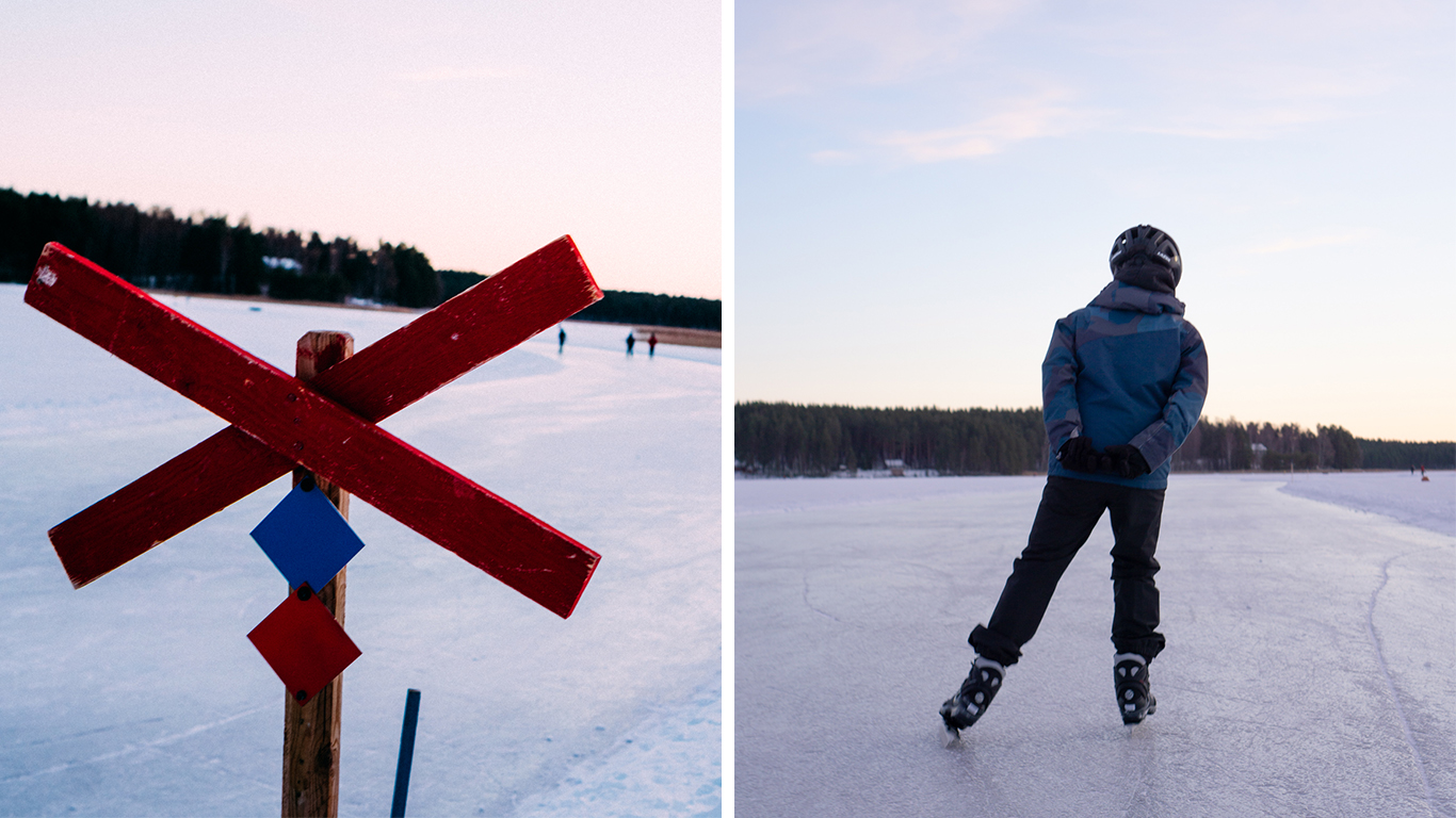 Skridskoåkning på Runn vid Sjösidan Falun.
