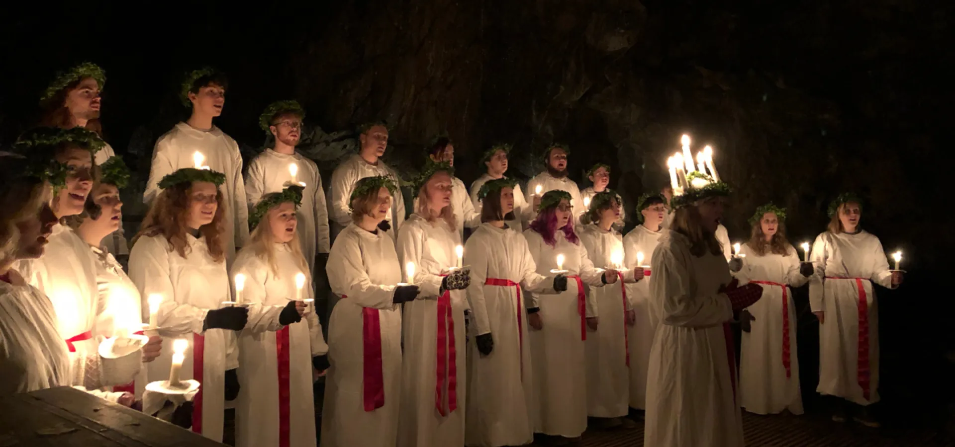 Luciatåg under jord i Falu Gruva.