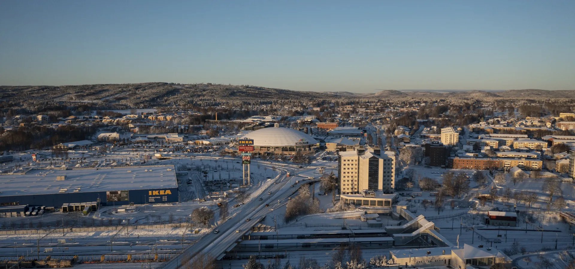 Vintervy över Borlänge.