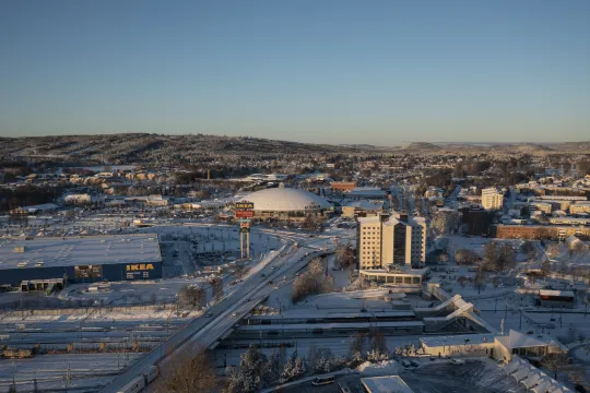 Vintervy över Borlänge.