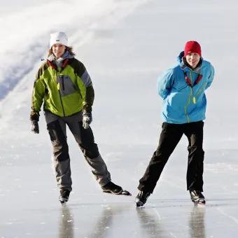 people skating on ice.