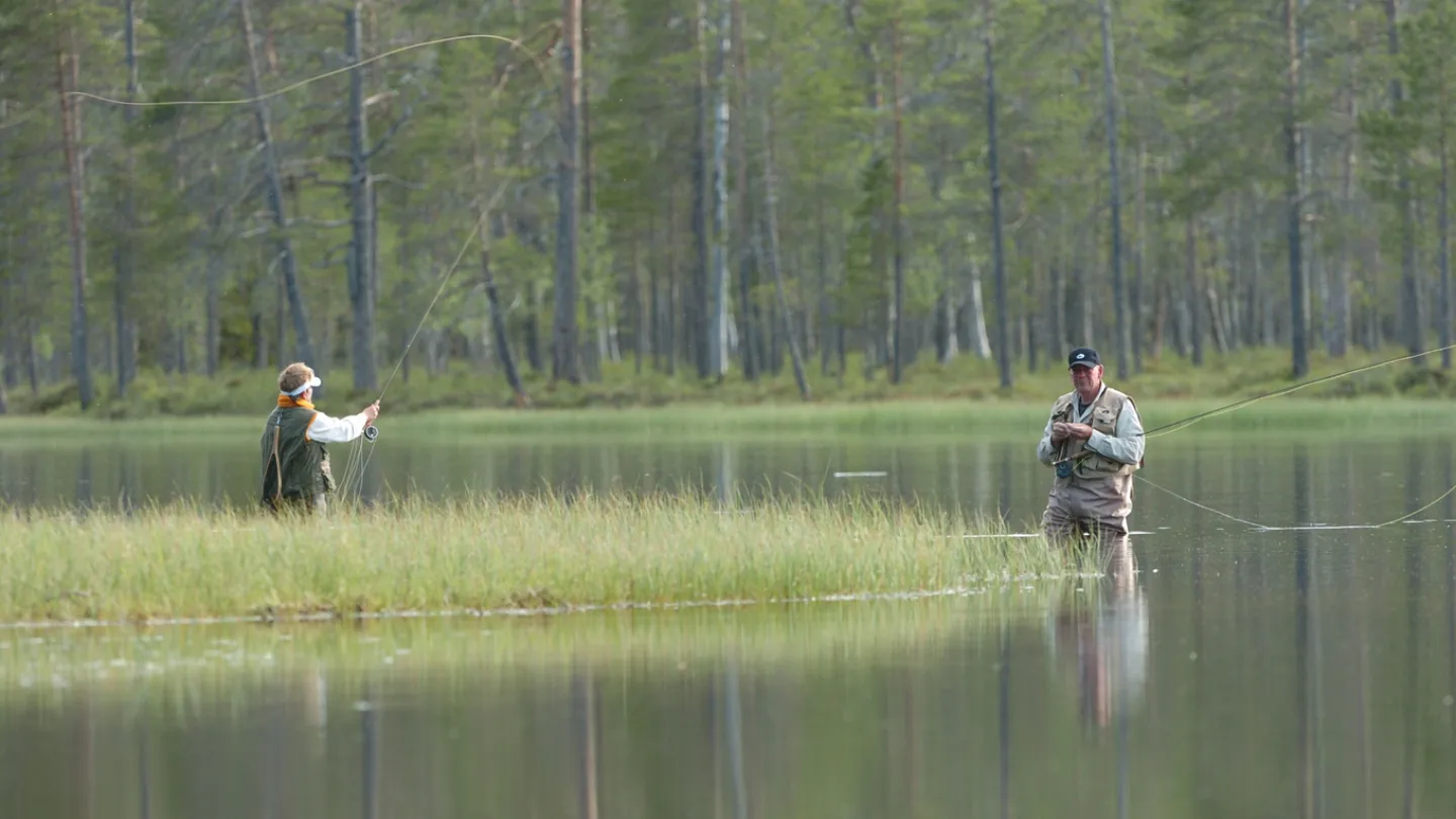 Flugfiskare som fiskar.